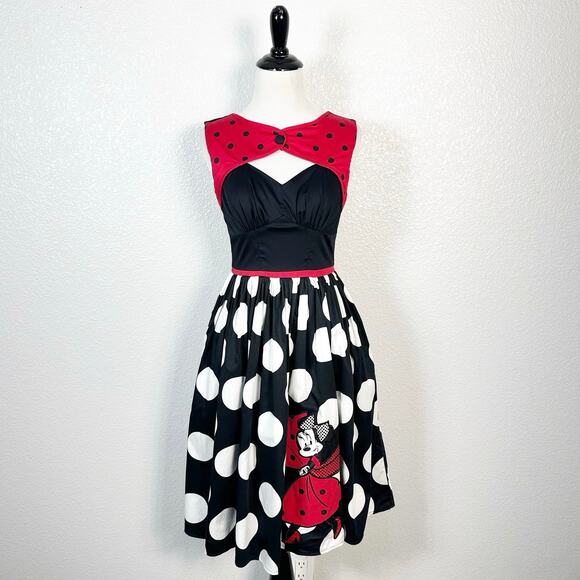 Disney Parks The Dress Shop Women’s Retro Mod Minnie Mouse Polka Dot Dress XS - Picture 1 of 16